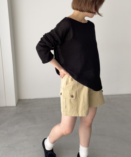 CANAL JEAN(キャナルジーン)の「El mar シアーボートネックニット(ニット/セーター・レディース・カーキ/ブラック/ベージュ・ONE SIZE)」の7枚目の写真