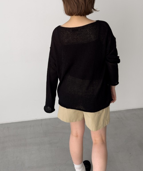 CANAL JEAN(キャナルジーン)の「El mar シアーボートネックニット(ニット/セーター・レディース・カーキ/ブラック/ベージュ・ONE SIZE)」の8枚目の写真