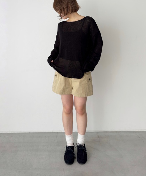 CANAL JEAN(キャナルジーン)の「El mar シアーボートネックニット(ニット/セーター・レディース・カーキ/ブラック/ベージュ・ONE SIZE)」の9枚目の写真