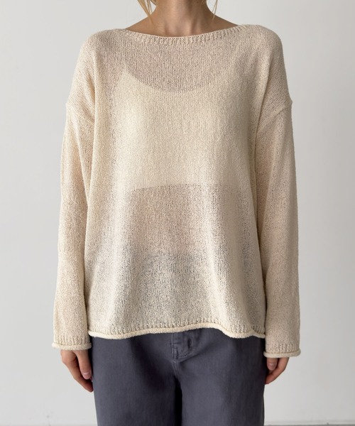 CANAL JEAN(キャナルジーン)の「El mar シアーボートネックニット(ニット/セーター・レディース・カーキ/ブラック/ベージュ・ONE SIZE)」の12枚目の写真