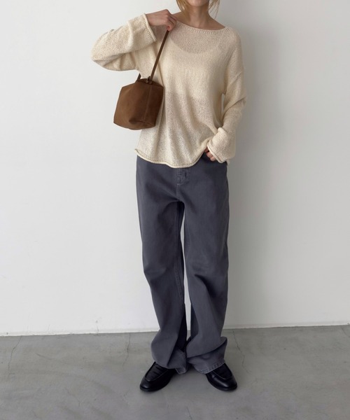 CANAL JEAN(キャナルジーン)の「El mar シアーボートネックニット(ニット/セーター・レディース・カーキ/ブラック/ベージュ・ONE SIZE)」の17枚目の写真
