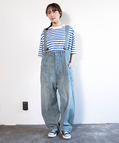 URCH RNA(アーチ アールエヌエー)の「O0754 サスペンダーカンガルーパンツ(サロペット/オーバーオール・レディース・ワンウォッシュ/ライトインディゴブルー・FREE)」の3枚目の写真
