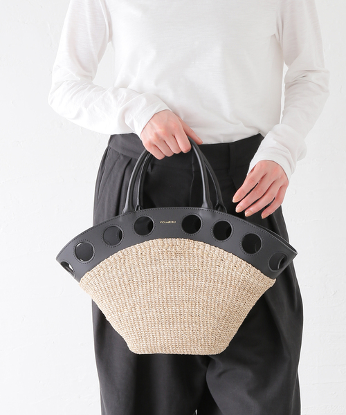 La TOTALITE（ラトータリテ）の「VIOLAd'ORO/ ヴィオラドーロ サークルカットレザー*アバカBAG（トートバッグ・レディース・アイボリー・FREE）」の11枚目の写真