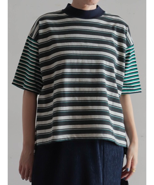 FIL DE FER(フィルデフェール)の「ピッチコンビボーダー モックネックP/O(Tシャツ/カットソー・レディース・グリーン/レッド・FREE)」の2枚目の写真