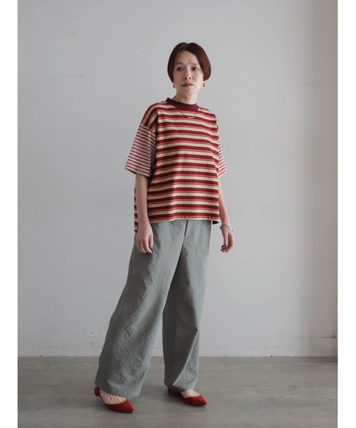 FIL DE FER(フィルデフェール)の「ピッチコンビボーダー モックネックP/O(Tシャツ/カットソー・レディース・グリーン/レッド・FREE)」の6枚目の写真
