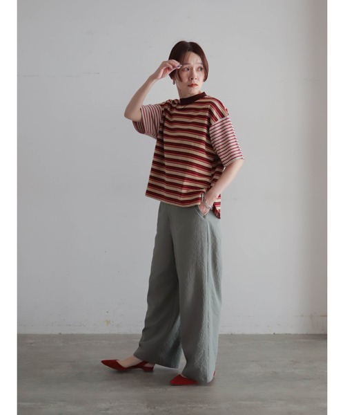 FIL DE FER(フィルデフェール)の「ピッチコンビボーダー モックネックP/O(Tシャツ/カットソー・レディース・グリーン/レッド・FREE)」の8枚目の写真