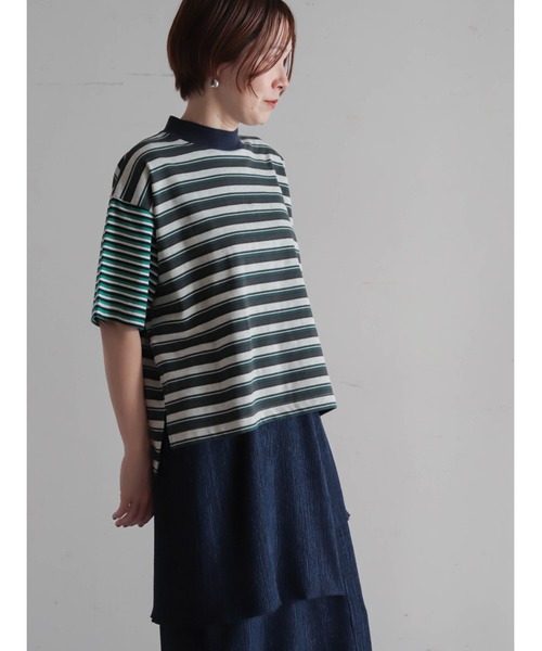FIL DE FER(フィルデフェール)の「ピッチコンビボーダー モックネックP/O(Tシャツ/カットソー・レディース・グリーン/レッド・FREE)」の10枚目の写真
