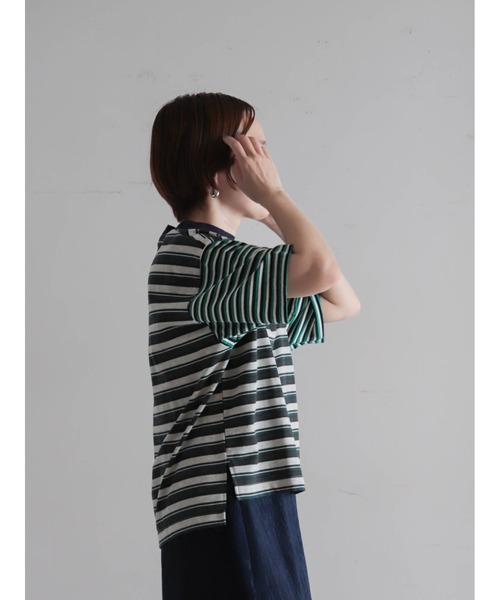 FIL DE FER(フィルデフェール)の「ピッチコンビボーダー モックネックP/O(Tシャツ/カットソー・レディース・グリーン/レッド・FREE)」の12枚目の写真
