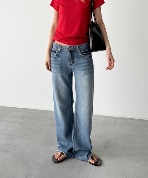 CANAL JEAN(キャナルジーン)の「El mar ロールーズストレートライトオンスデニムパンツ 607(デニムパンツ・レディース・インディゴブルー/ライトインディゴブルー・SMALL/MEDIUM)」の2枚目の写真