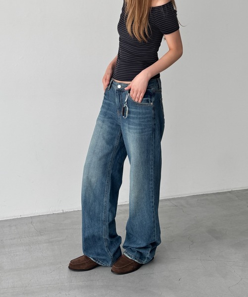CANAL JEAN（キャナルジーン）の「El mar　ロールーズストレートライトオンスデニムパンツ 607（デニムパンツ・レディース・インディゴブルー/ライトインディゴブルー・SMALL/MEDIUM）」の14枚目の写真
