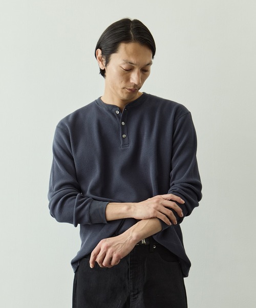 かっきん KEY TIMEZ/キータイムズ】ソフトワッフルヘンリーネックTee L/S（T