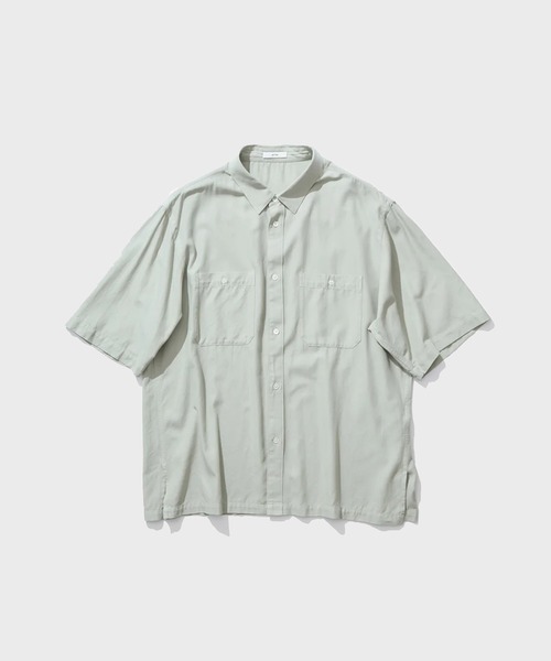 ATON（エイトン）の「【ATON / エイトン】COTTON SILK VIERA LOOSE FIT HALF SLEEVE SHIRT（シャツ/ブラウス・メンズ・グリーン/キャメル・4）」の2枚目の写真