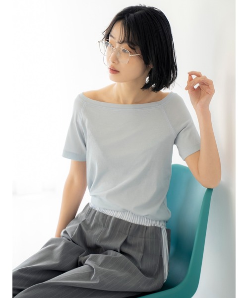 Ungrid（アングリッド）の「シアーオフショルTee（Tシャツ/カットソー・レディース・ブラウン/イエロー/ブルー/オフホワイト・FREE）」の17枚目の写真