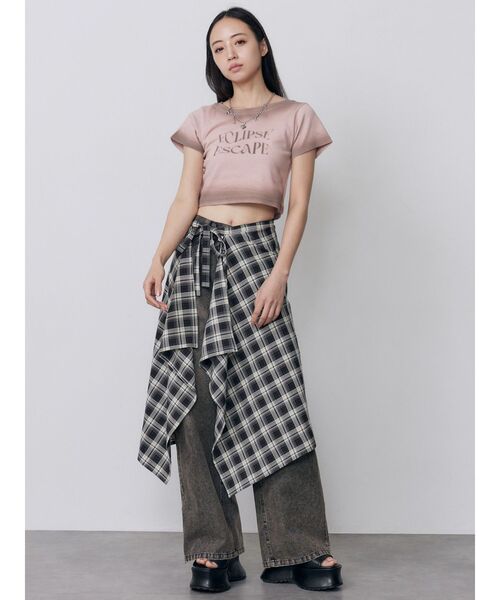 MURUA（ムルーア）の「スカートスタイルラップシャツ（ベルト・レディース・ブラウン/ブラック・FREE）」の11枚目の写真