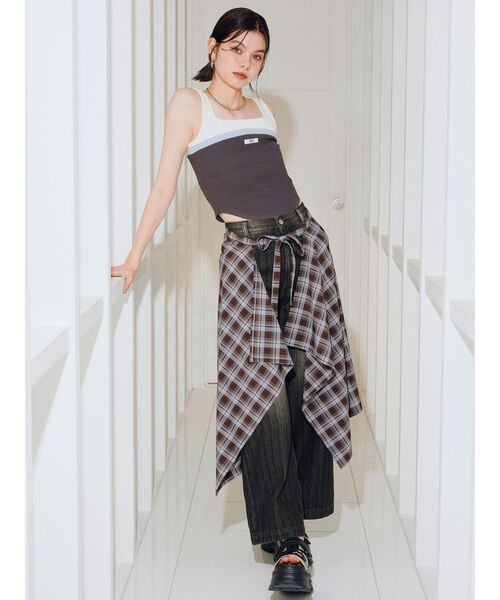 MURUA（ムルーア）の「スカートスタイルラップシャツ（ベルト・レディース・ブラウン/ブラック・FREE）」の16枚目の写真