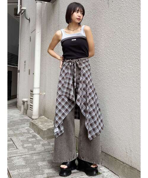 MURUA（ムルーア）の「スカートスタイルラップシャツ（ベルト・レディース・ブラウン/ブラック・FREE）」の18枚目の写真