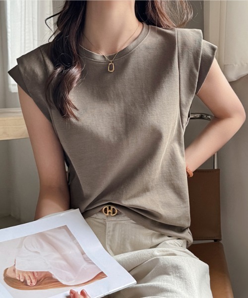 SallyLunn(サリーラン)の「ダブル袖フレンチスリーブカットソー(Tシャツ/カットソー・レディース・ホワイト/ブラック/カーキ・MEDIUM/LARGE)」の2枚目の写真