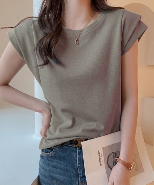 SallyLunn(サリーラン)の「ダブル袖フレンチスリーブカットソー(Tシャツ/カットソー・レディース・ホワイト/ブラック/カーキ・MEDIUM/LARGE)」の6枚目の写真