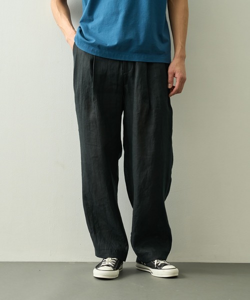 markaware（マーカウェア）の「【MARKAWARE】DOUBLE PLEATED EASY TROUSERS（スラックス・メンズ・ブラック/ベージュ・1/2）」の2枚目の写真