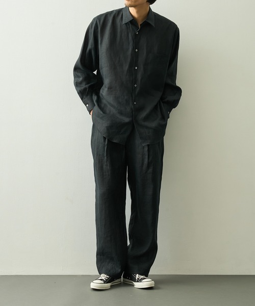 markaware（マーカウェア）の「【MARKAWARE】DOUBLE PLEATED EASY TROUSERS（スラックス・メンズ・ブラック/ベージュ・1/2）」の7枚目の写真