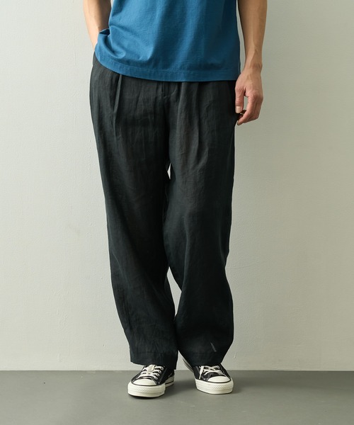 markaware（マーカウェア）の「【MARKAWARE】DOUBLE PLEATED EASY TROUSERS（スラックス・メンズ・ブラック/ベージュ・1/2）」の3枚目の写真