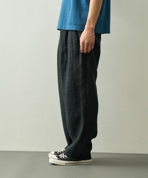 markaware（マーカウェア）の「【MARKAWARE】DOUBLE PLEATED EASY TROUSERS（スラックス・メンズ・ブラック/ベージュ・1/2）」の4枚目の写真