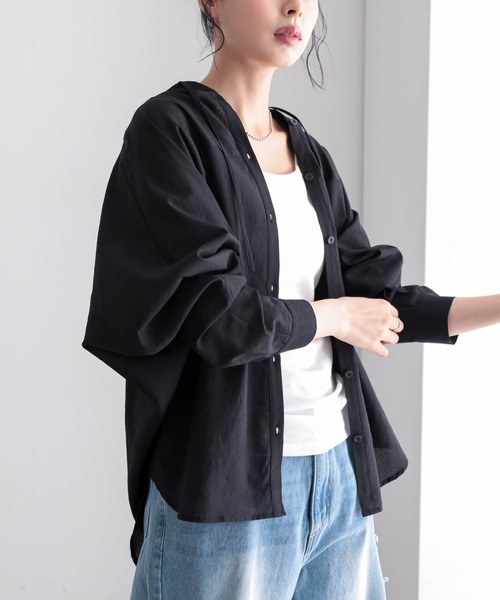 for/c(フォーシー)の「フーディーシャツ【サスティナブル(シャツ/ブラウス・レディース・オフホワイト/ライトブラウン/ブラック・M/L)」の14枚目の写真