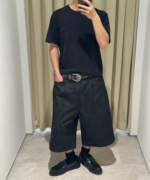 kutir(クティール)の「PANEL DESIGN RIGID BAGGY DENIM JORTS/切り替えデザインリジットバギーデニムジョーツ(デニムパンツ・メンズ・ブラック/インディゴブルー・LARGE/MEDIUM/SMALL)」の20枚目の写真