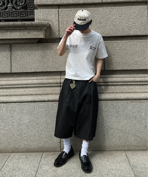 kutir(クティール)の「PANEL DESIGN RIGID BAGGY DENIM JORTS/切り替えデザインリジットバギーデニムジョーツ(デニムパンツ・メンズ・ブラック/インディゴブルー・LARGE/MEDIUM/SMALL)」の16枚目の写真