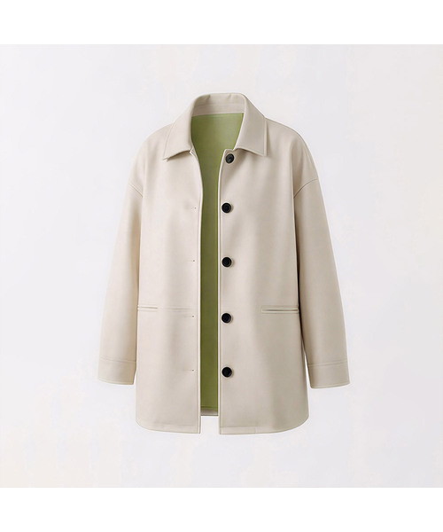 VASCARA(バスカラ)の「Faux Leather Single Half Jacket (2colors)(ライダースジャケット・レディース・ブラック/アイボリー・FREE)」の2枚目の写真
