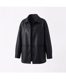 Faux Leather Single Half Jacket (2colors)