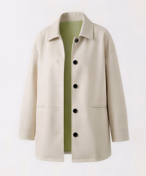 VASCARA(バスカラ)の「Faux Leather Single Half Jacket (2colors)(ライダースジャケット・レディース・ブラック/アイボリー・FREE)」の4枚目の写真