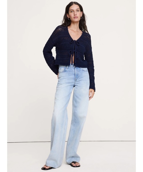 Banana Republic(バナナリパブリック)の「コットン クロシェ タイフロント カーディガン(カーディガン/ボレロ・レディース・ベージュ/ネイビー・XS/S/M/L)」の5枚目の写真