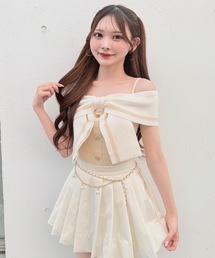リボンオフショルニット