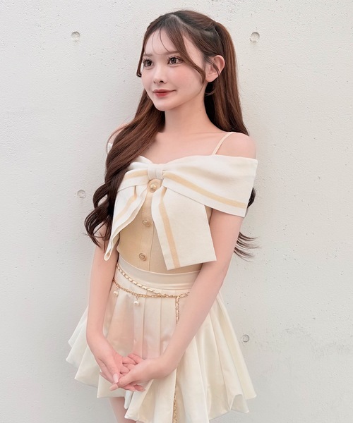 NOMAE(ノーマエ)の「リボンオフショルニット(ニット/セーター・レディース・ピンク/イエロー/オフホワイト/ブラック・FREE)」の20枚目の写真