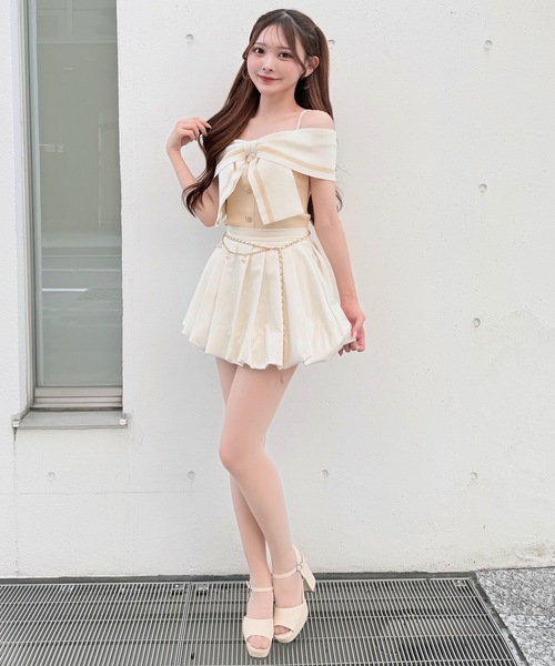 NOMAE(ノーマエ)の「リボンオフショルニット(ニット/セーター・レディース・ピンク/イエロー/オフホワイト/ブラック・FREE)」の19枚目の写真