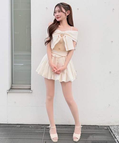 NOMAE(ノーマエ)の「リボンオフショルニット(ニット/セーター・レディース・ピンク/イエロー/オフホワイト/ブラック・FREE)」の18枚目の写真