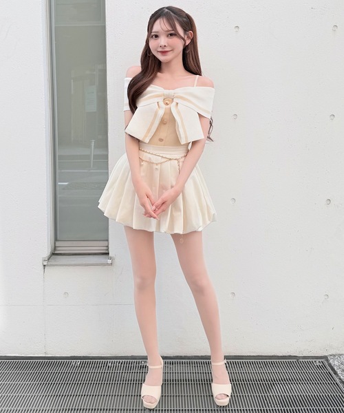 NOMAE(ノーマエ)の「リボンオフショルニット(ニット/セーター・レディース・ピンク/イエロー/オフホワイト/ブラック・FREE)」の17枚目の写真
