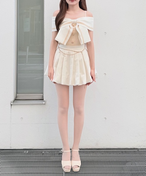 NOMAE(ノーマエ)の「リボンオフショルニット(ニット/セーター・レディース・ピンク/イエロー/オフホワイト/ブラック・FREE)」の16枚目の写真