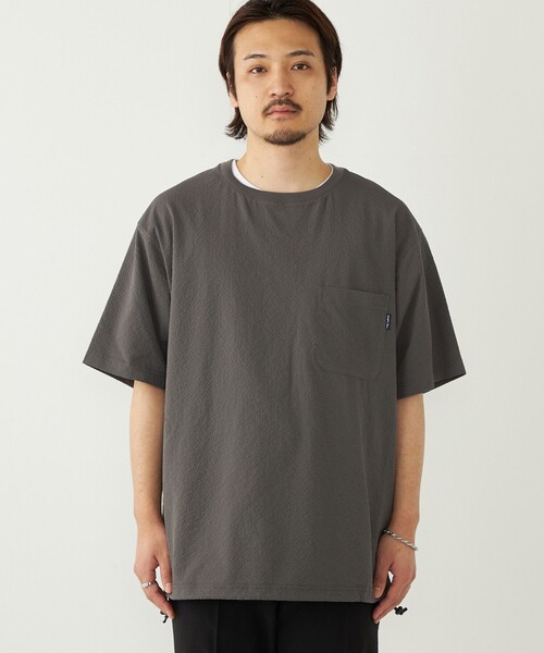 SHIPS Colors(シップス カラーズ)の「SHIPS Colors:〈接触冷感・吸水速乾・洗濯機可能〉ライト シアサッカー Tシャツ(Tシャツ/カットソー・メンズ・ダークグレー/イエロー/ブルー・MEDIUM/LARGE/X-LARGE)」の15枚目の写真