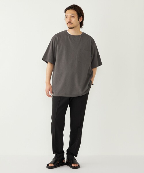 SHIPS Colors(シップス カラーズ)の「SHIPS Colors:〈接触冷感・吸水速乾・洗濯機可能〉ライト シアサッカー Tシャツ(Tシャツ/カットソー・メンズ・ダークグレー/イエロー/ブルー・MEDIUM/LARGE/X-LARGE)」の18枚目の写真