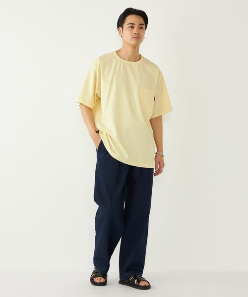 SHIPS Colors(シップス カラーズ)の「SHIPS Colors:〈接触冷感・吸水速乾・洗濯機可能〉ライト シアサッカー Tシャツ(Tシャツ/カットソー・メンズ・ダークグレー/イエロー/ブルー・MEDIUM/LARGE/X-LARGE)」の20枚目の写真