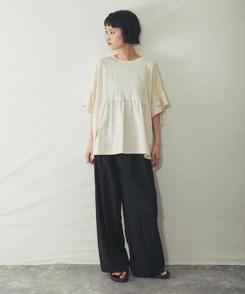 ANOTHER S(アナザーエス)の「接触冷感Tシャツ(Tシャツ/カットソー・レディース・アイボリー/ピンク/ブラック・M)」の5枚目の写真