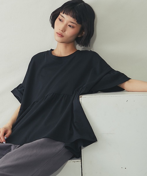 ANOTHER S(アナザーエス)の「接触冷感Tシャツ(Tシャツ/カットソー・レディース・アイボリー/ピンク/ブラック・M)」の9枚目の写真