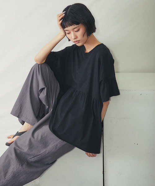 ANOTHER S(アナザーエス)の「接触冷感Tシャツ(Tシャツ/カットソー・レディース・アイボリー/ピンク/ブラック・M)」の7枚目の写真