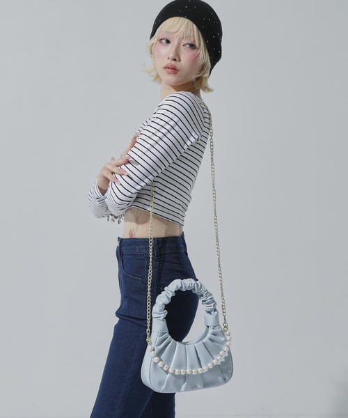ANAP(アナップ)の「パール付 ハーフムーン バッグ(ショルダーバッグ・レディース・ピンク/ホワイト/ブルー/ブラック/イエロー・F)」の14枚目の写真