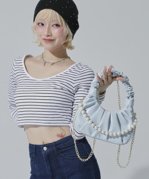 ANAP(アナップ)の「パール付 ハーフムーン バッグ(ショルダーバッグ・レディース・ピンク/ホワイト/ブルー/ブラック/イエロー・F)」の15枚目の写真