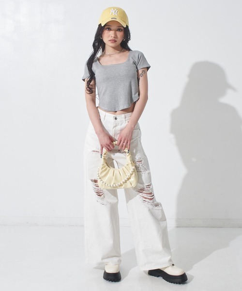 ANAP(アナップ)の「パール付 ハーフムーン バッグ(ショルダーバッグ・レディース・ピンク/ホワイト/ブルー/ブラック/イエロー・F)」の18枚目の写真