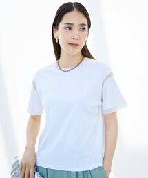 ナチュラルコットンハイゲージシアーアクセント Tシャツ