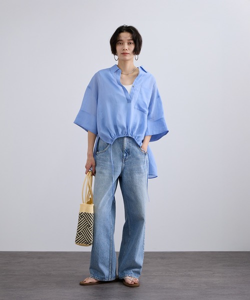SALON adam et rope'(サロン アダム エ ロペ)の「ハイウェットテレコ2WAYタンクトップ(タンクトップ・レディース・ブラック/オフホワイト・FREE)」の15枚目の写真